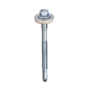 5.5 x 130mm Self Drilling Tek Screws For Composite Panels To Heavy Section Steel With 19mm Bonded Washer Pack of 100
