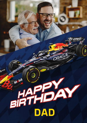 Red Bull Racing Happy Birthday Dad Photo Upload Card