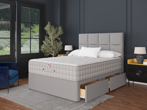 British Bed Company Luxury 4' 6" Double Carina Parchment Standard 2 Drawer with Chrome Glides Base O