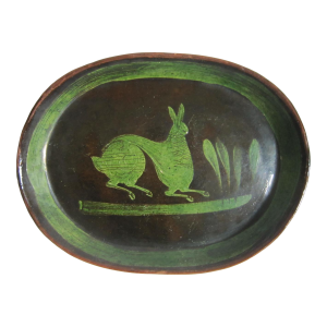Vintage Patamban Mexico Redware Pottery Tray