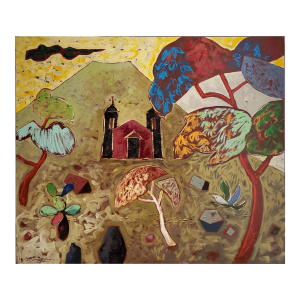 Bright Painting of Guatemalan Church by Artist Jacques Lamy