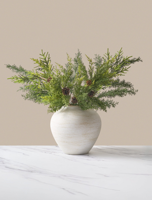 Faux Arrangement - Winter Fern & Pine Cone