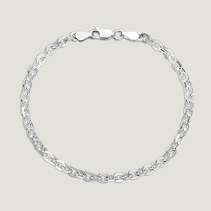 CANDY Cane Silver Diamond Cut Anchor Bracelet