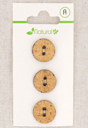 Carte de 3 boutons beige 15 mm 2 trous - Texturés