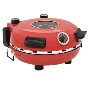 HOMCOM 1200W Pizza Oven, 12 Inch Electric Pizza Maker with Viewing Window, Dual Knob Temp & Timer Control, Overheat Protection, Red