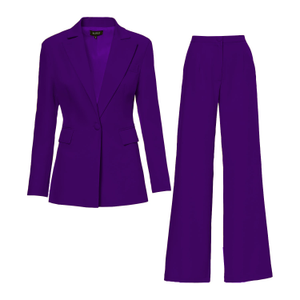Deep Purple Suit With Slim Fit Blazer And Flared Trousers (XS)