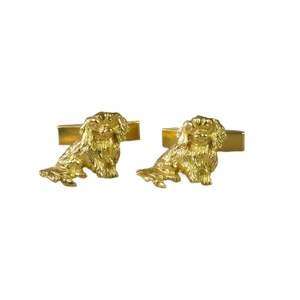 King Charles Spaniel Cufflinks Eighteen Carat Gold On Sterling Silver.