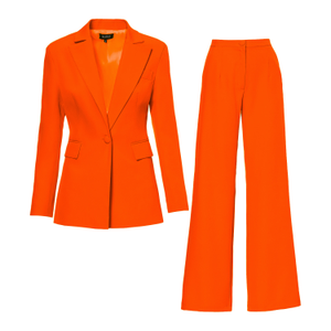 Neon Orange Suit With Slim Fit Blazer And Flared Trousers (L)