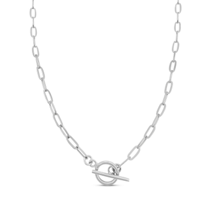 Toggle T-Bar Paperclip Chain Necklace - Silver