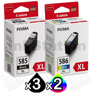 5-Pack Canon PG-585XL CL-586XL Genuine High Yield Ink Cartridges Combo [3Black + 2Colour]