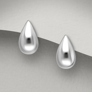 CANDY Cane Silver Droplet Teardrop Stud Earrings