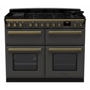 Rangemaster Estel Deluxe ESDLB110DFPSLT/AB1 110cm Dual Fuel Range Cooker Slate / Antique Brass