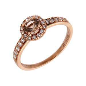 Pre-Owned 9ct Rose Gold Cubic Zirconia Halo Cluster Ring