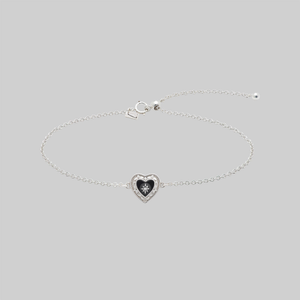 SOLEMN. Black Enamel Heart Bracelet - Silver - Silver