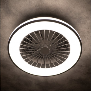 38033 Plave LED CCT Ceiling Mounted Light Fitting with Fan in a Black and White Finish