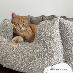 High Wall Bed For Cats With Removable Covers in Bouclé by Lords & Labradors