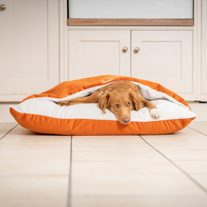 Sleepy Burrows Bed With Removable Cover In Pumpkin Velvet by Lords & Labradors