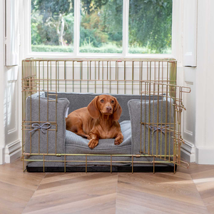 Dog Crate Bumper in Pewter Herringbone Tweed by Lords & Labradors