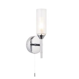 97171 Bathroom 1 Light Wall Light Chrome Plate & Clear/frosted Ribbed Glass