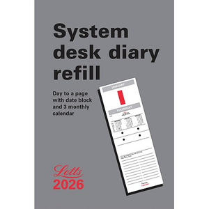 Letts System 2026 Desk Calendar Refill, 142x95mm