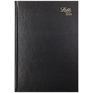 Letts A5 Appointment Desk Diary, Day Per Page, Black, 2026