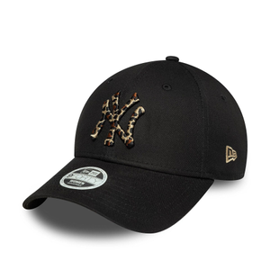 New York Yankees Womens MLB Leopard Infill Black 9FORTY Adjustable Cap