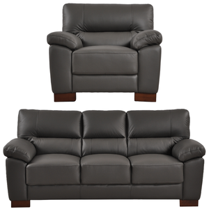 Dalmore Genuine Leather Grey 3+1 Seater Sofa Set