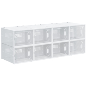 HOMCOM 8PCS Clear Shoe Box, Plastic Stackable Shoe Storage Box for UK/EU Size up to 12/46 with Magnetic Door for Women/Men, 28 x 36 x 21 cm