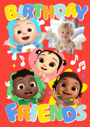 CoComelon Birthday Friends Photo Upload Card