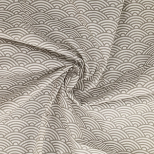 Tissu popeline de coton fantaisie - Japon gris