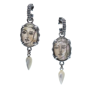 Sterling Silver Mother Of Pearl Earrings Picasso (one size)