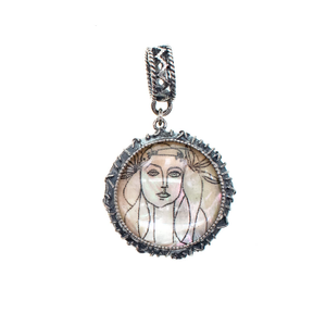 Back To The Future - Sterling Silver Pendant With Engraved Mother Of Pearl Picasso (one size)