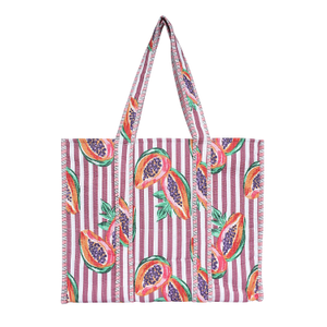 Summer Fruits Tote In Papaya In Pink