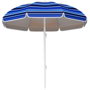 Outsunny Sombrilla de Playa Grande con Protección UV UPF50+ Inclinación Ajustable y Bolsa de Transporte Ø180x196 cm Multicolor