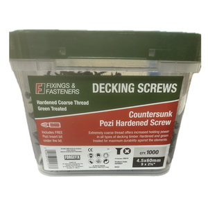 Decking Screw 4.5 x 60mm PZ Csk Green Treated Tub of 1000