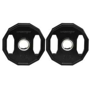 SPORTNOW Olympic Weight Plates Set, Metal and Rubber Bumper Plates Weights Discs with 2"/5cm Holes, for Home Gym Weight Lifting Strength Training, 2 x 5kg, Black