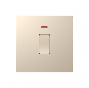DE019CGS Screwless 20A 1G DP Switch with Neon in Champagne Gold