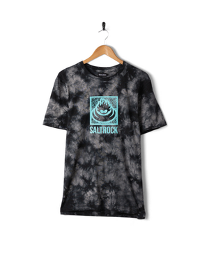 Box Stamp Logo - Mens Tie Dye Short Sleeve T-Shirt - Dark Grey