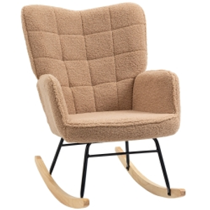 HOMCOM Sillón Mecedora de Diseño Retro Madera Maciza Sillón relax 98x71x101 cm Marrón