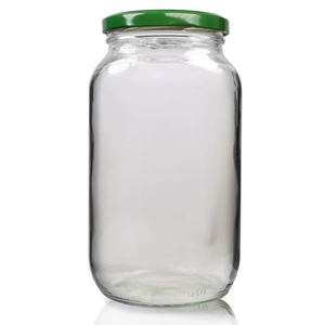1250ml Clear Glass Jar With Lid - Dark Green