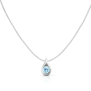 Signature Silver Blue Topaz Teardrop Necklace