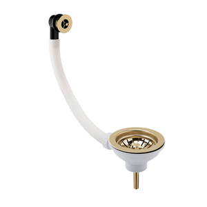 Milano - Kitchen Sink Basket Strainer Waste with Overflow - Brushed Brass