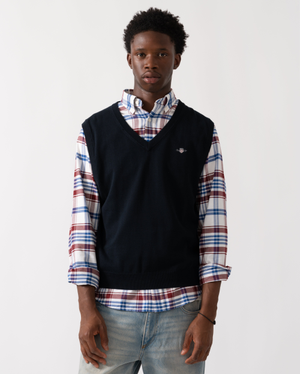 GANT Mens Classic Cotton Knit Vest - 433 Evening Blue