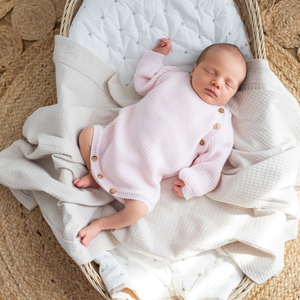 Pastel Pink Long Sleeve Knitted Romper