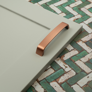 Brushed Copper Cabinet Rounded D Handles 128mm & 160mm & Matching Round Knob - 128mm