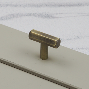 Antique Brass Hexagon Bar Handles & Matching T-Bar Pull - 40mm Knob