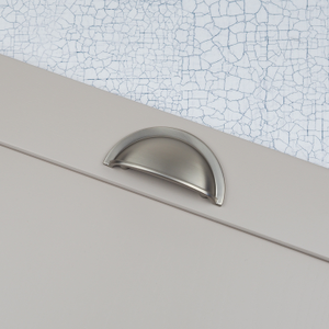 Brushed Nickel 64mm Cup Handle and 2 Sizes of Matching Round Knobs - 64mm Cup