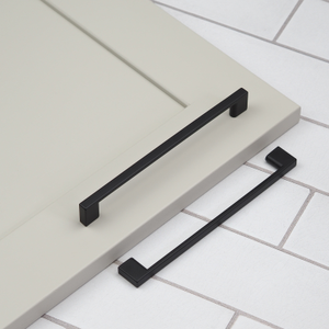 Matt Black Slim Square D Bar Handle with 160mm Fixing Centres