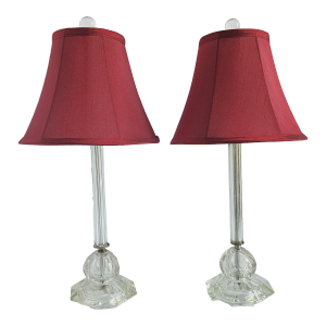 Vintage Etched Glass & Lucite Table Lamps-A Pair