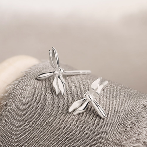 Tempest Meadow Silver Plain Dragonfly Stud Earrings